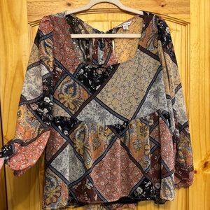 American Eagle Patchwork top medium